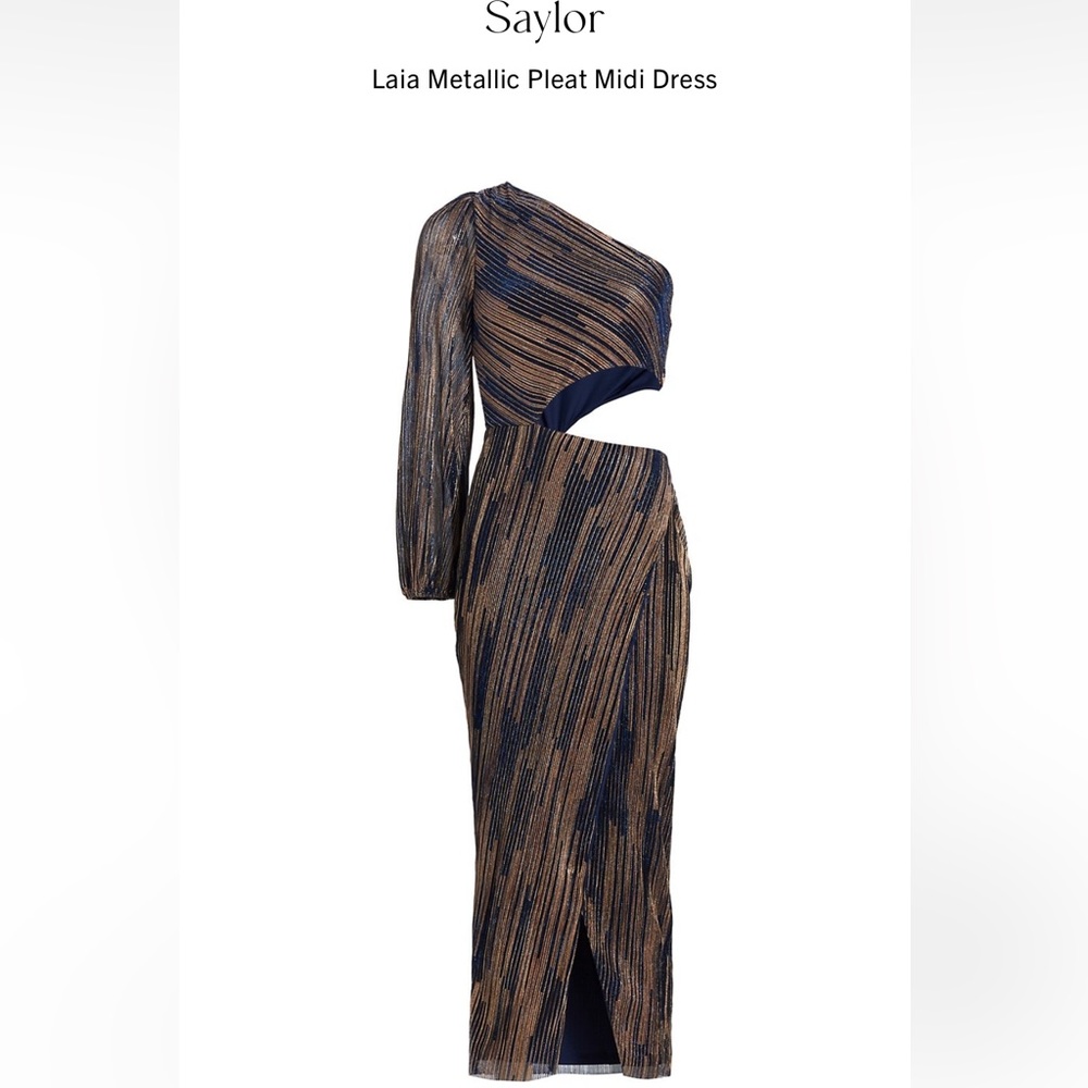 NWT Saylor Laia metallic pleat midi dress